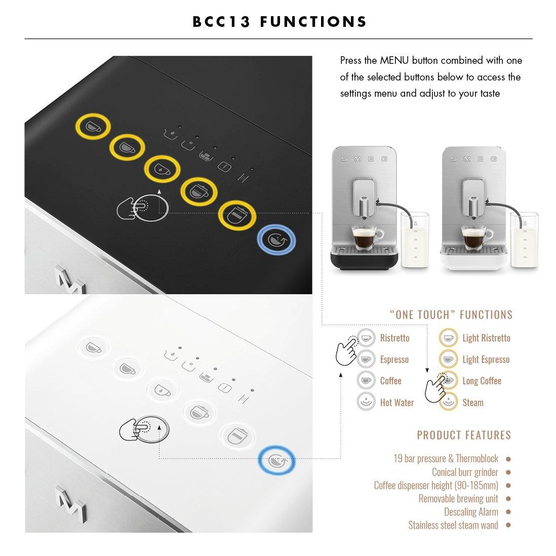Blue - Smeg - Bean To Cup Coffee Machine with Integrated Milk System Easy Clean Matte Storm Blue BCC13SBMUK - 2