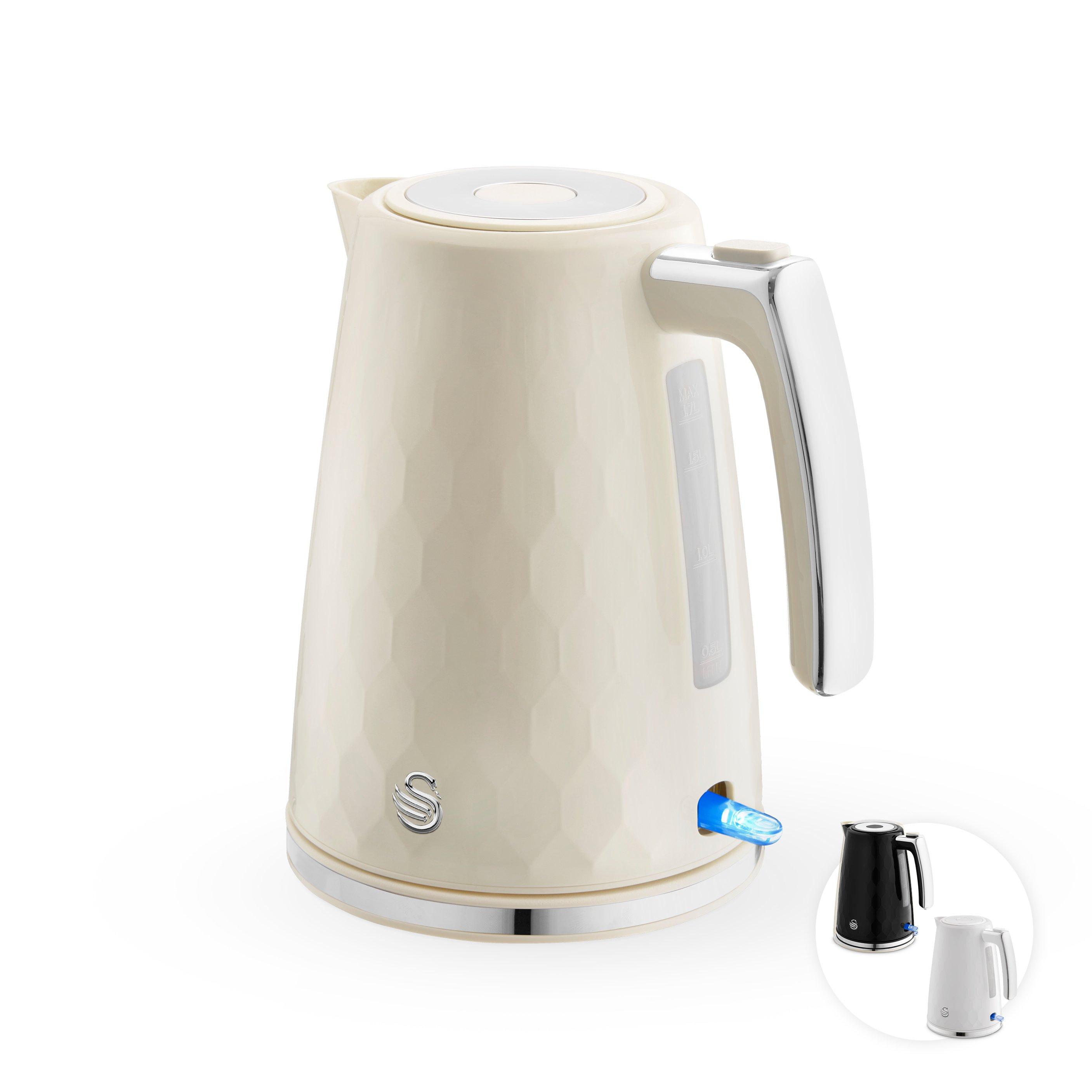 Swan Unisex Cream Hexton 1.7L 3Kw Kettle With Chrome Accents - Image 8