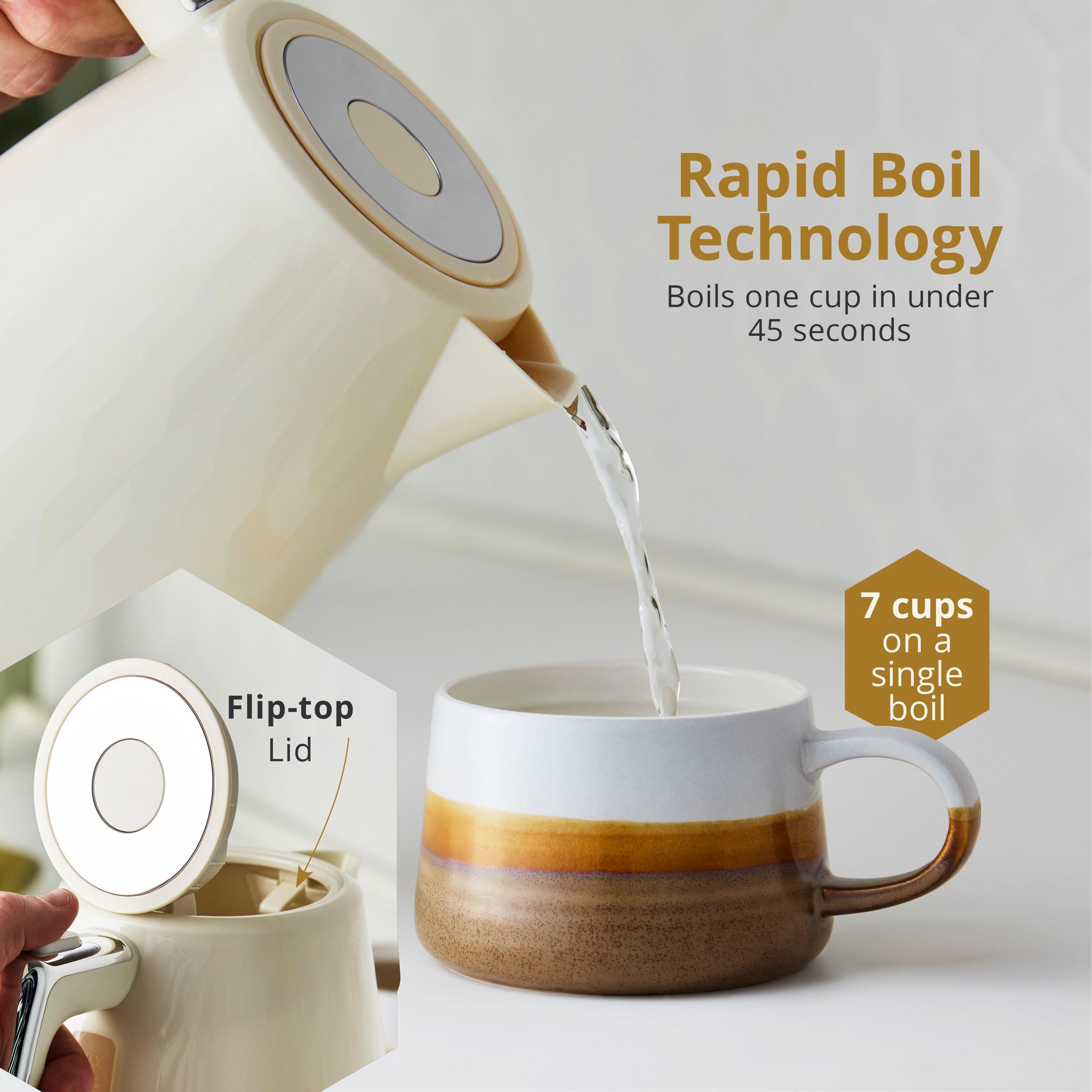 Cream - Swan - Hexton 1.7L 3KW Kettle Cream with Chrome Accents - 3