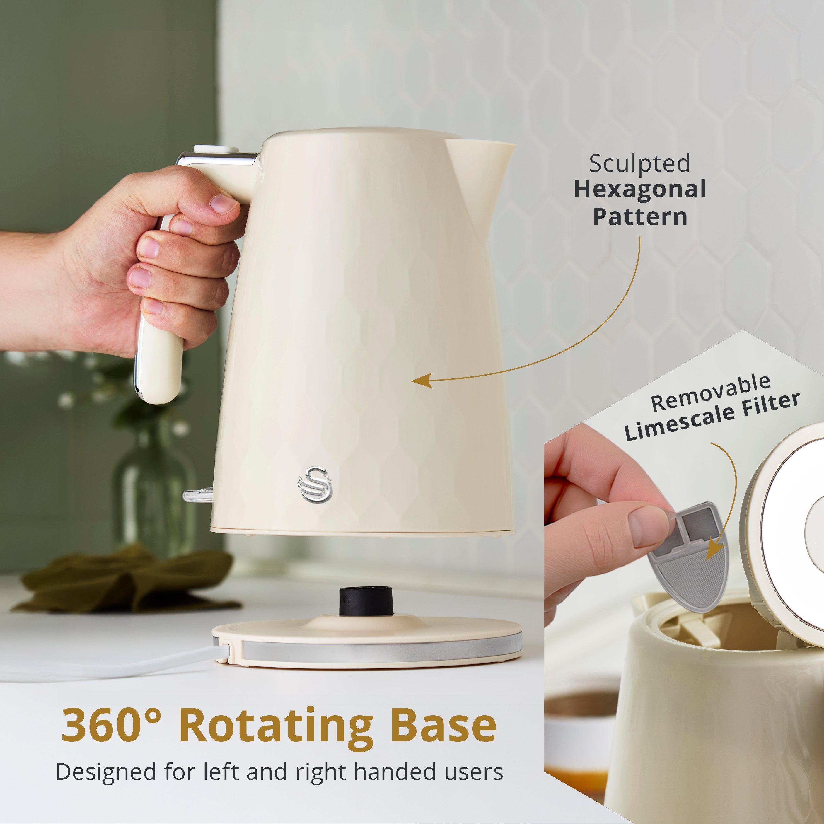 Cream - Swan - Hexton 1.7L 3KW Kettle Cream with Chrome Accents - 4