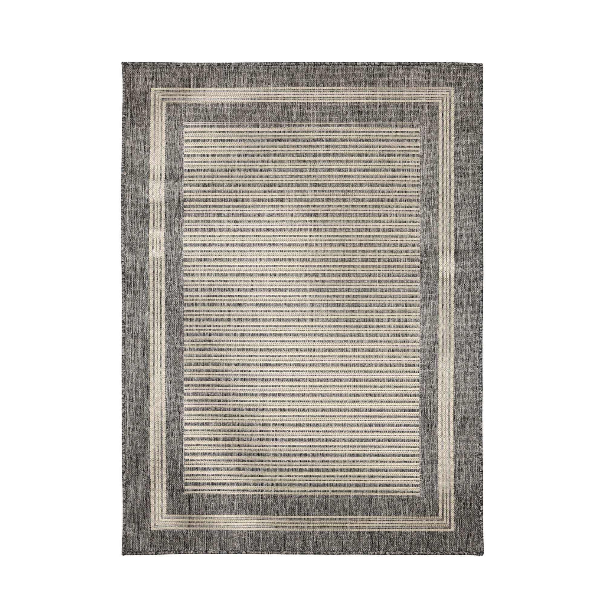 Grey - Homemaker - Gel Backed Border Flatweave Rug Steel Grey - 3