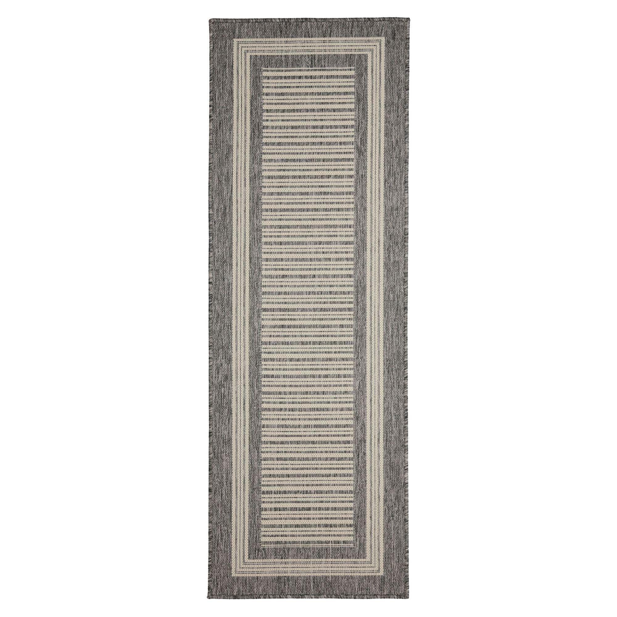 Grey - Homemaker - Gel Backed Border Flatweave Rug Steel Grey - 4
