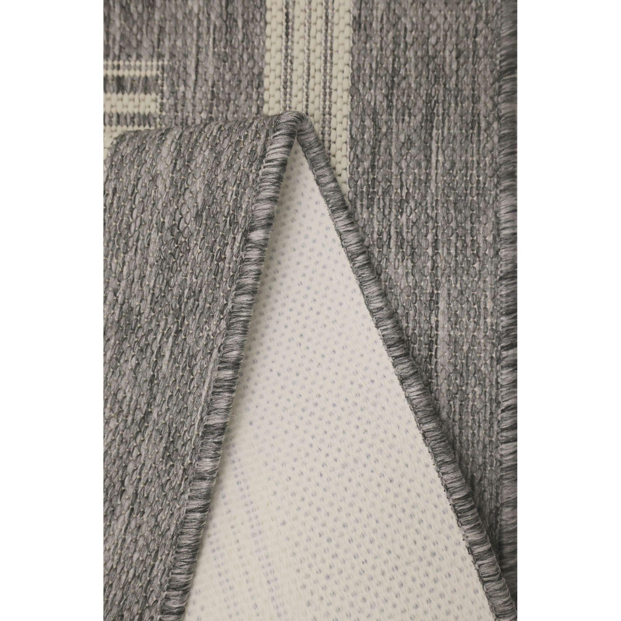 Grey - Homemaker - Gel Backed Border Flatweave Rug Steel Grey - 6