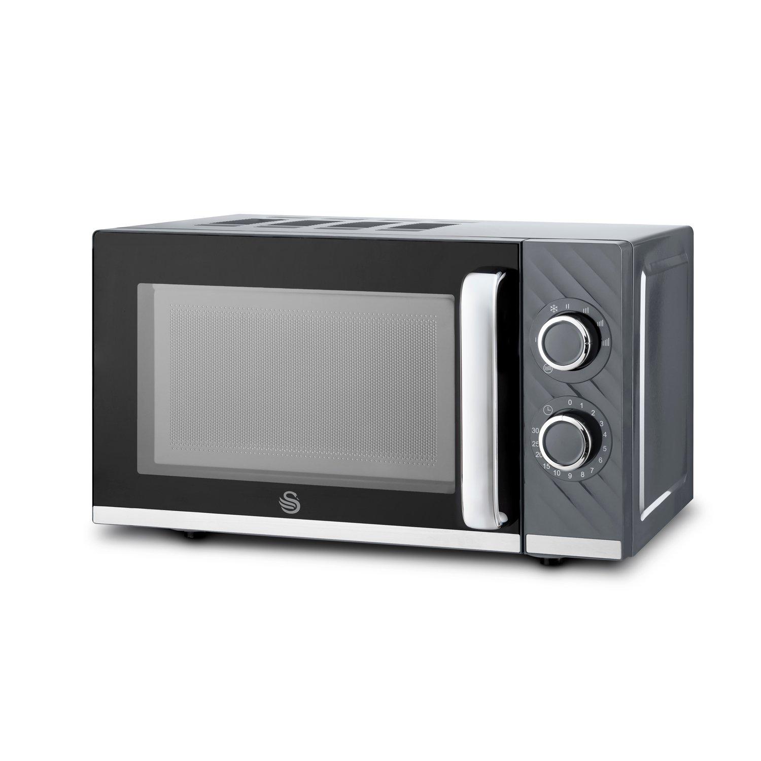 Grey - Swan - Windsor 20L 800W Microwave Manual Textured Grey - 1