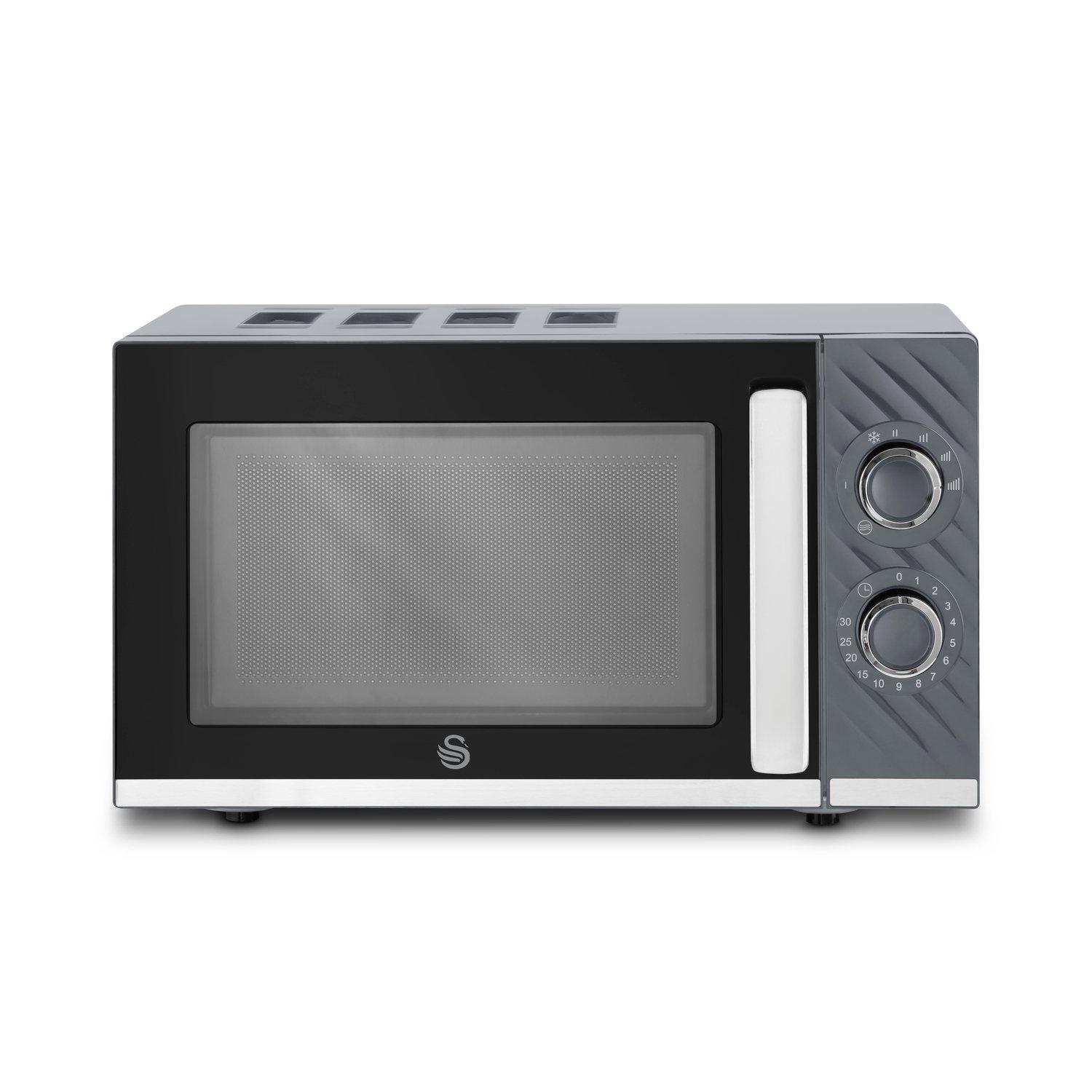 Grey - Swan - Windsor 20L 800W Microwave Manual Textured Grey - 2