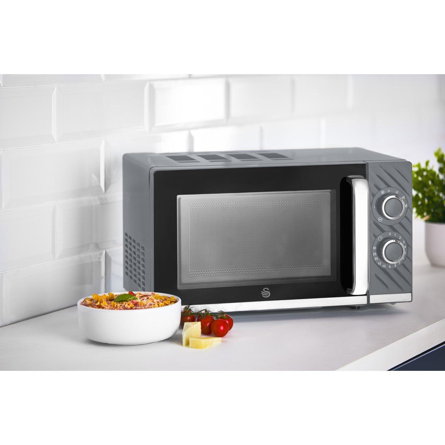 Grey - Swan - Windsor 20L 800W Microwave Manual Textured Grey - 8