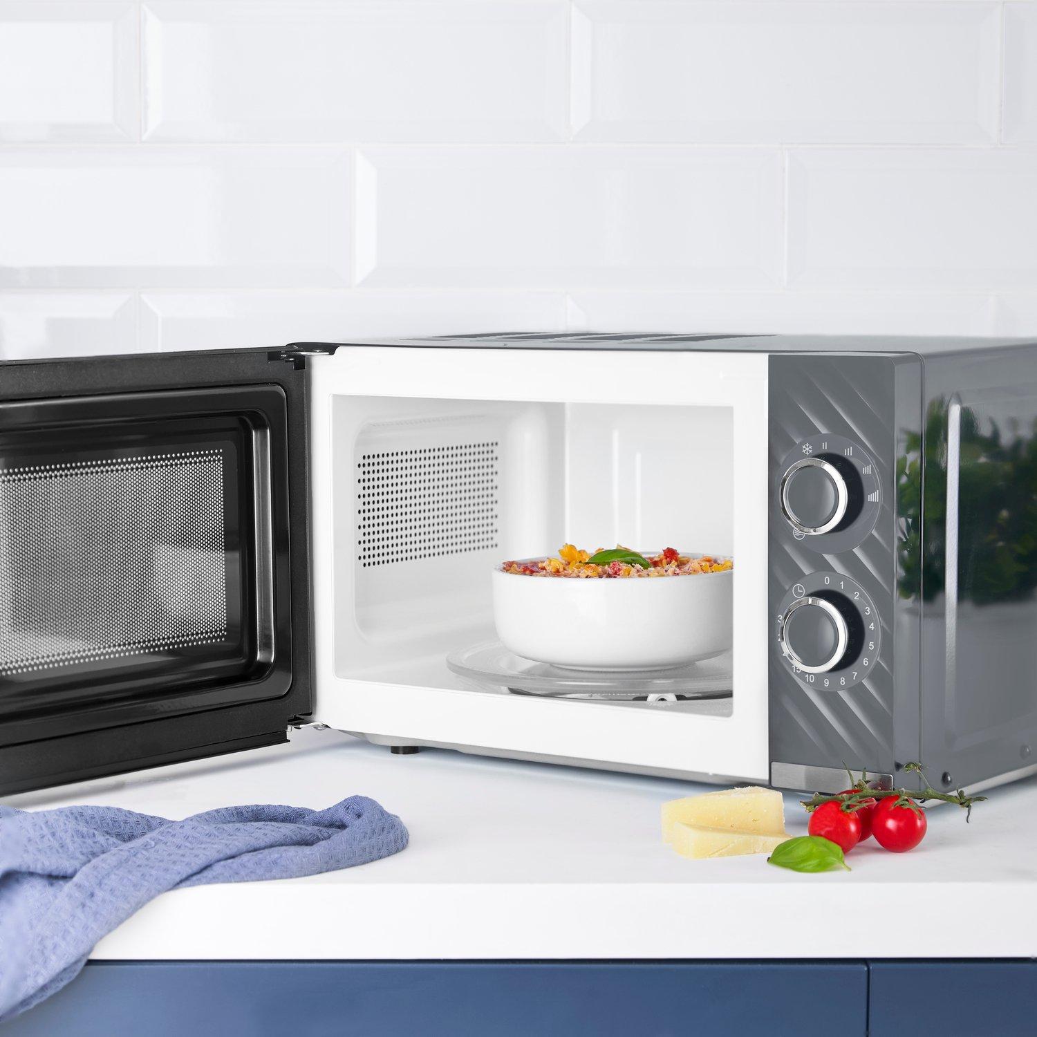 Grey - Swan - Windsor 20L 800W Microwave Manual Textured Grey - 9