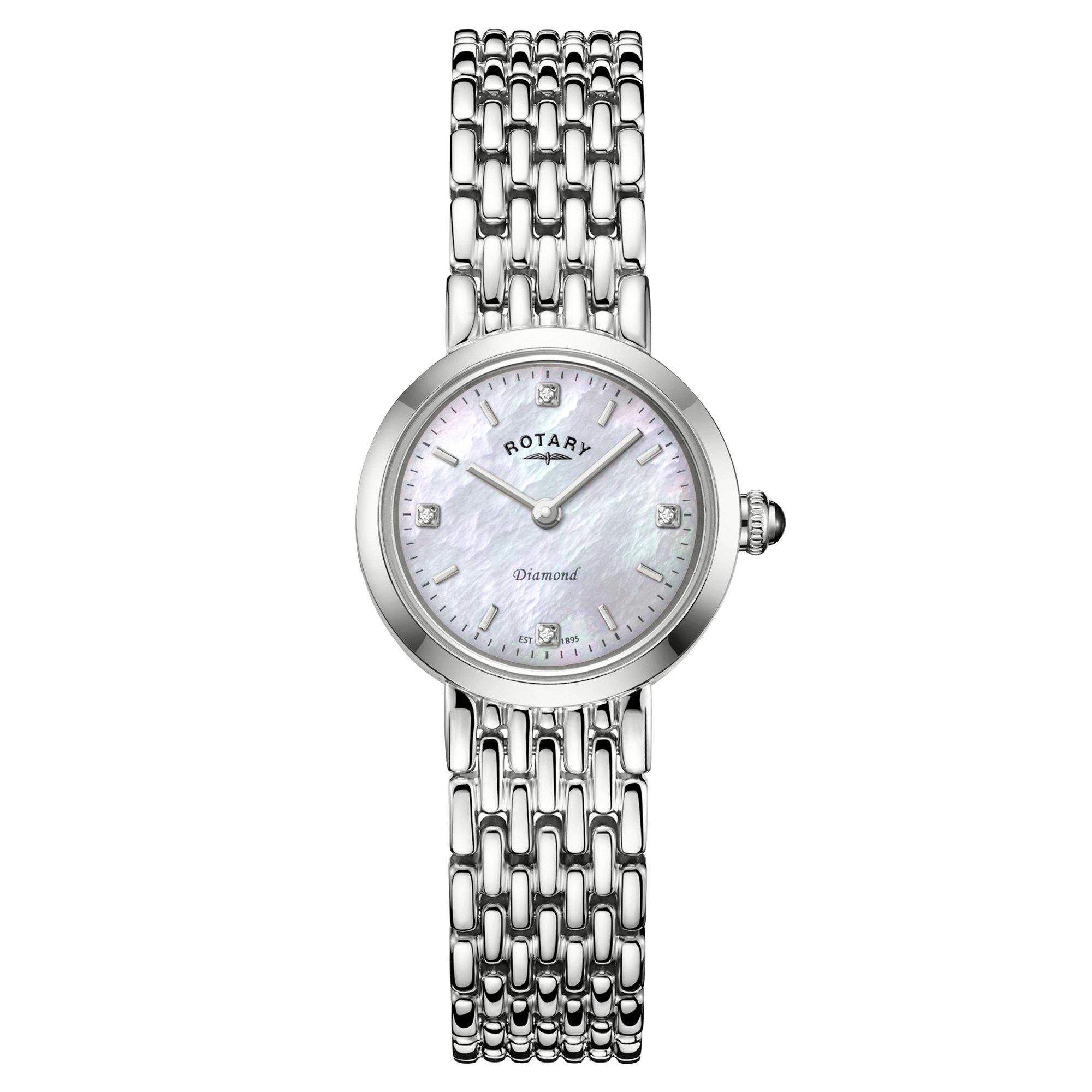 Silver - Rotary - Rotary Ladies Heritage Diamond MOP SS Bracelet Wat - 1