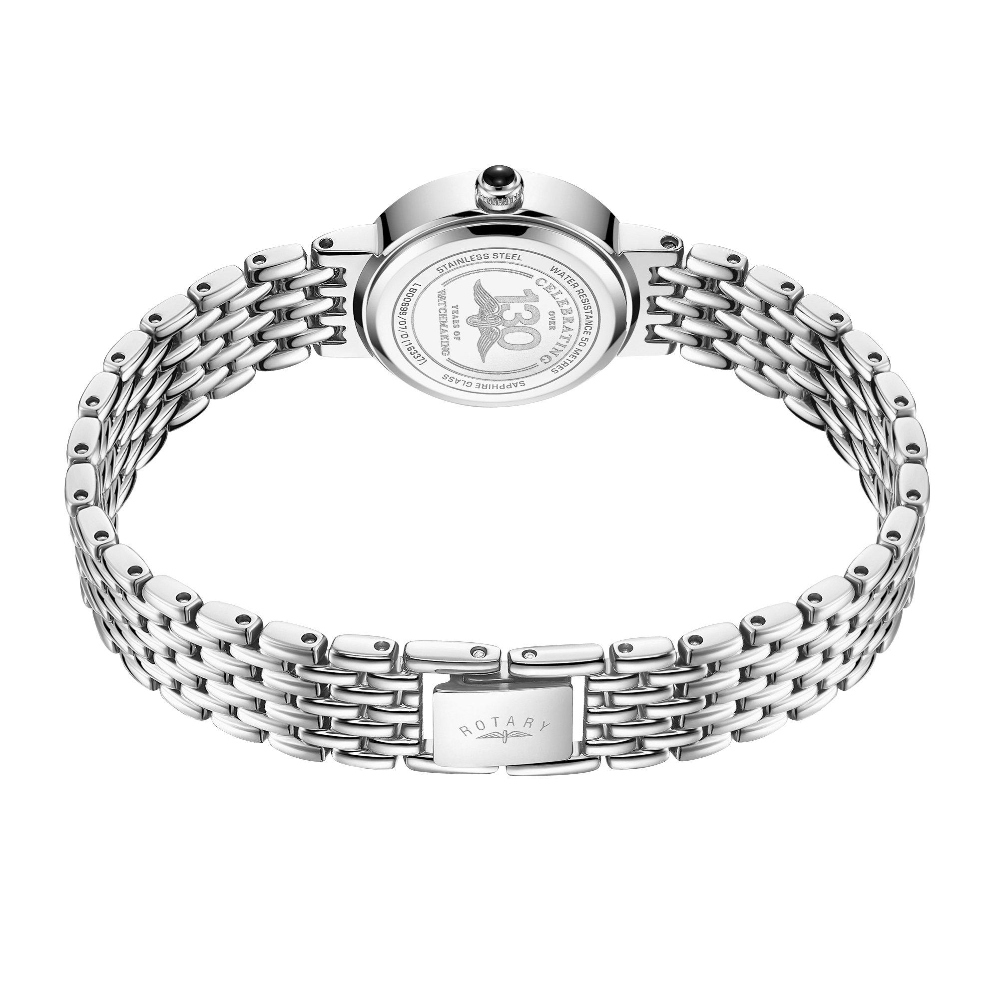 Silver - Rotary - Rotary Ladies Heritage Diamond MOP SS Bracelet Wat - 4