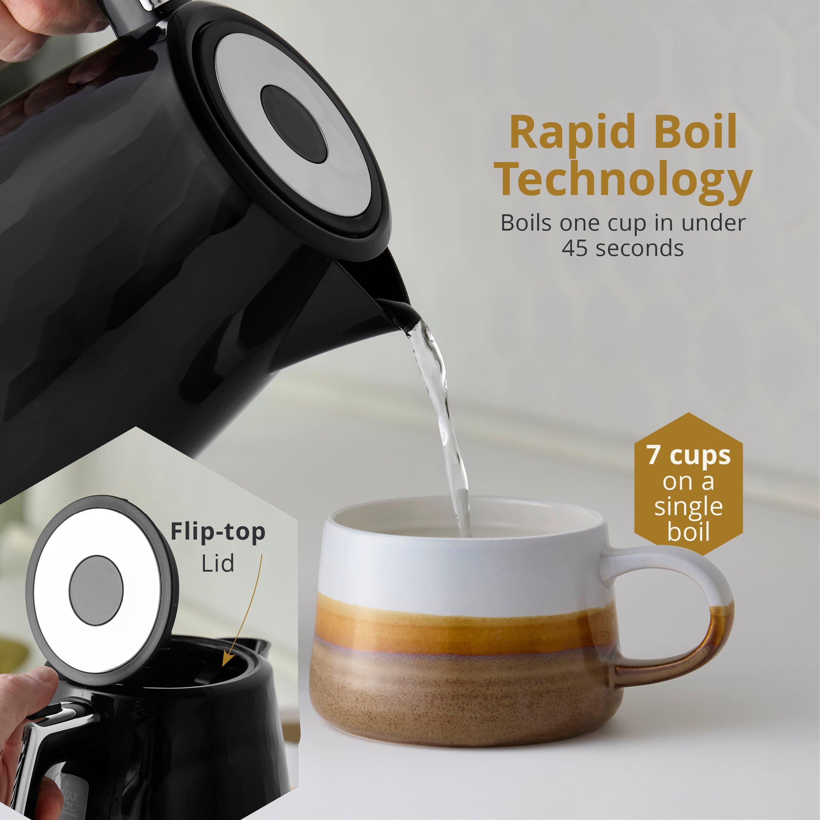 Black - Swan - Hexton 1.7L 3KW Jug Kettle Black Chrome Accents - 3