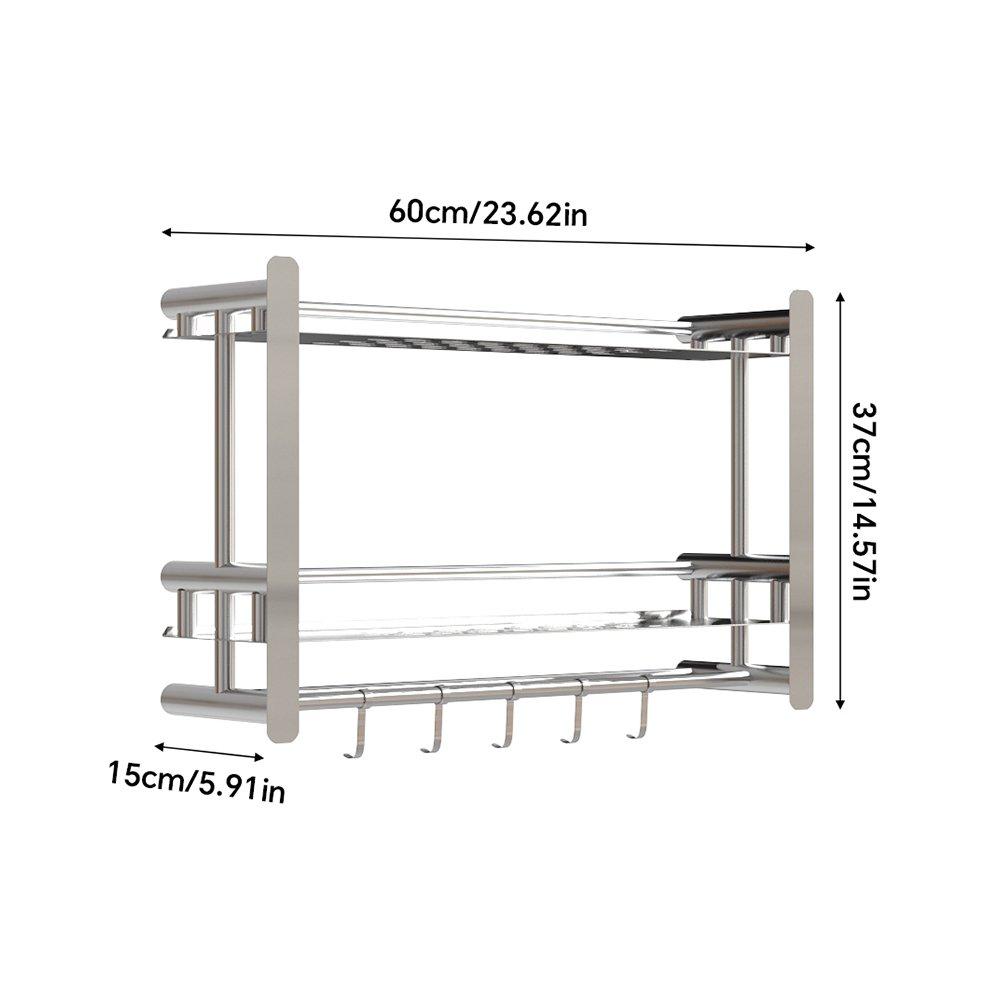 Silver - LIFE IDEAS - 2-Tier Bathroom Shelf with Towel Bars - 2