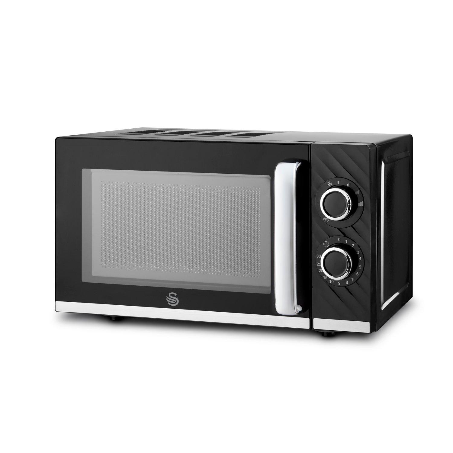 Black - Swan - Windsor 20L 800W Microwave Manual Textured Black - 1