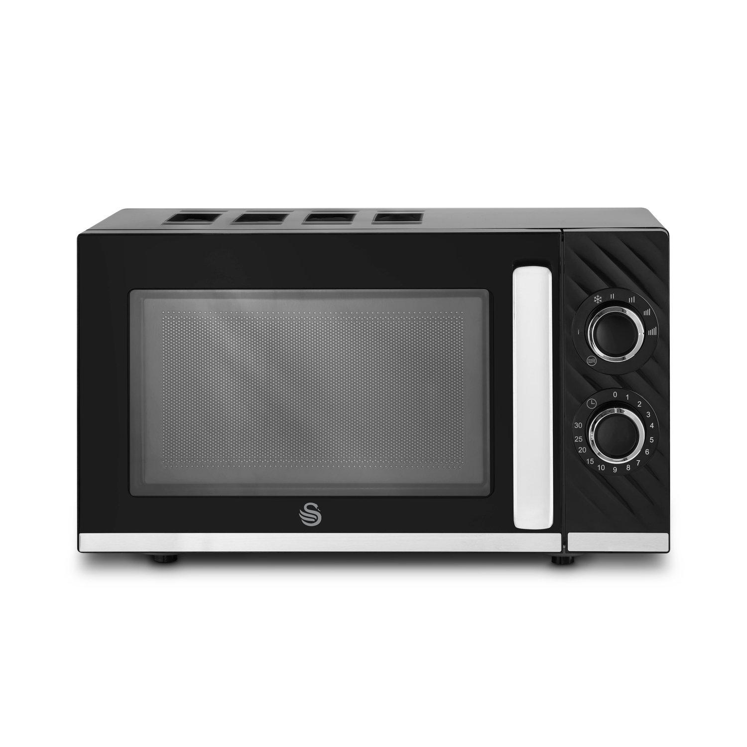 Black - Swan - Windsor 20L 800W Microwave Manual Textured Black - 2