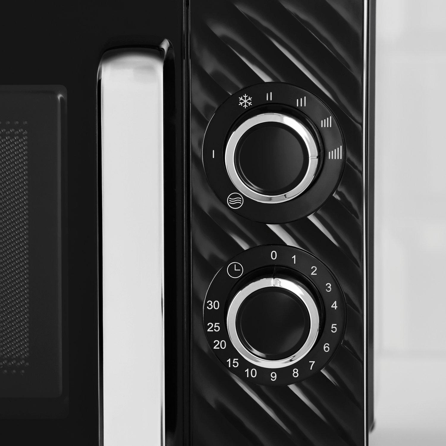 Black - Swan - Windsor 20L 800W Microwave Manual Textured Black - 4