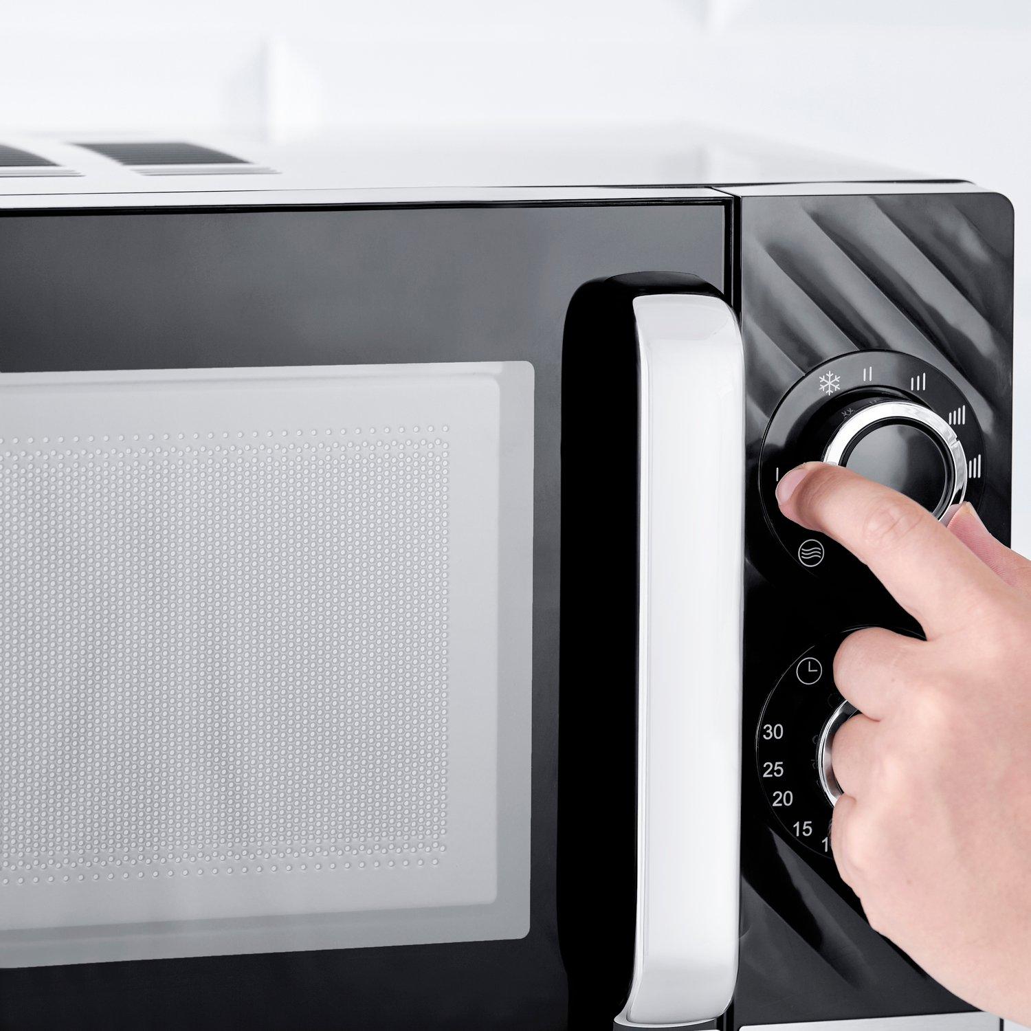 Black - Swan - Windsor 20L 800W Microwave Manual Textured Black - 6