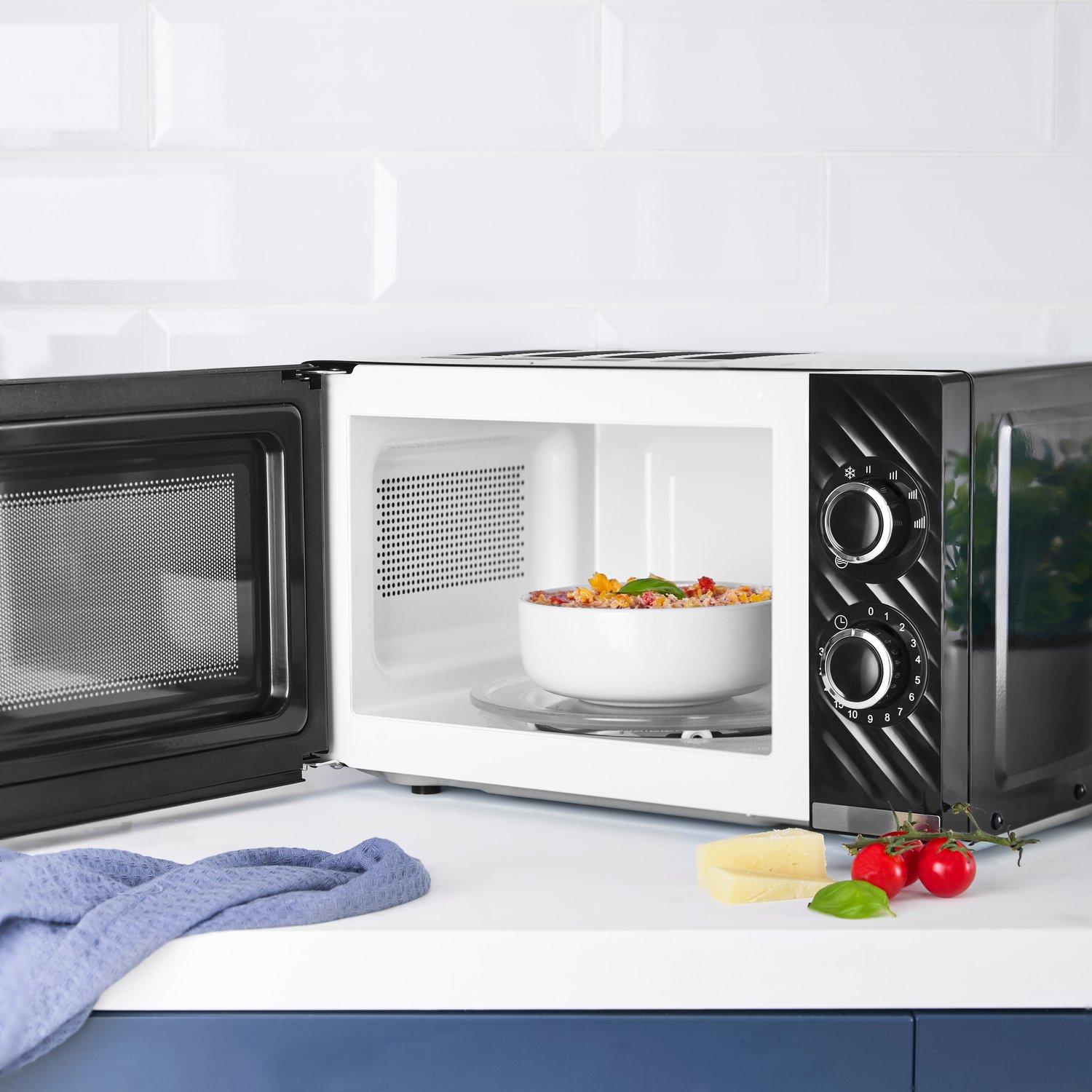 Black - Swan - Windsor 20L 800W Microwave Manual Textured Black - 9