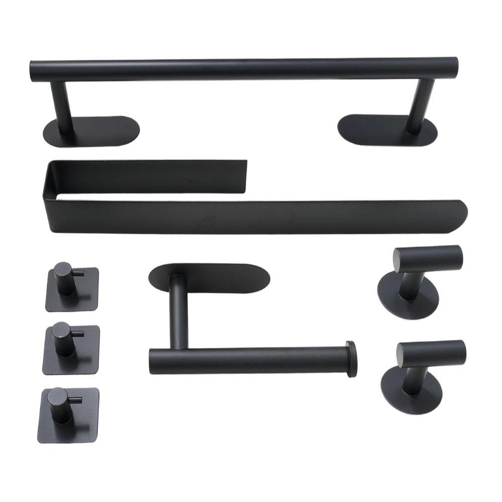 Black - LIFE IDEAS - 8-Piece Bathroom Hardware Set - 1