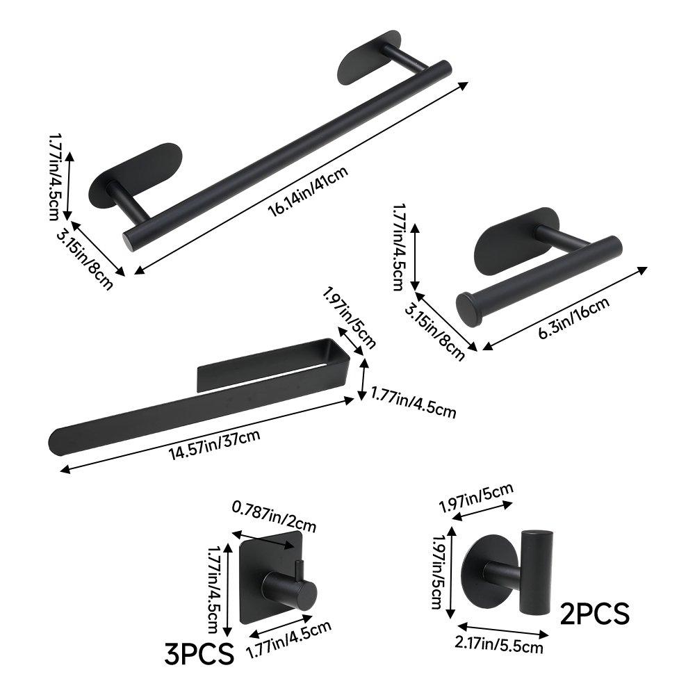 Black - LIFE IDEAS - 8-Piece Bathroom Hardware Set - 2