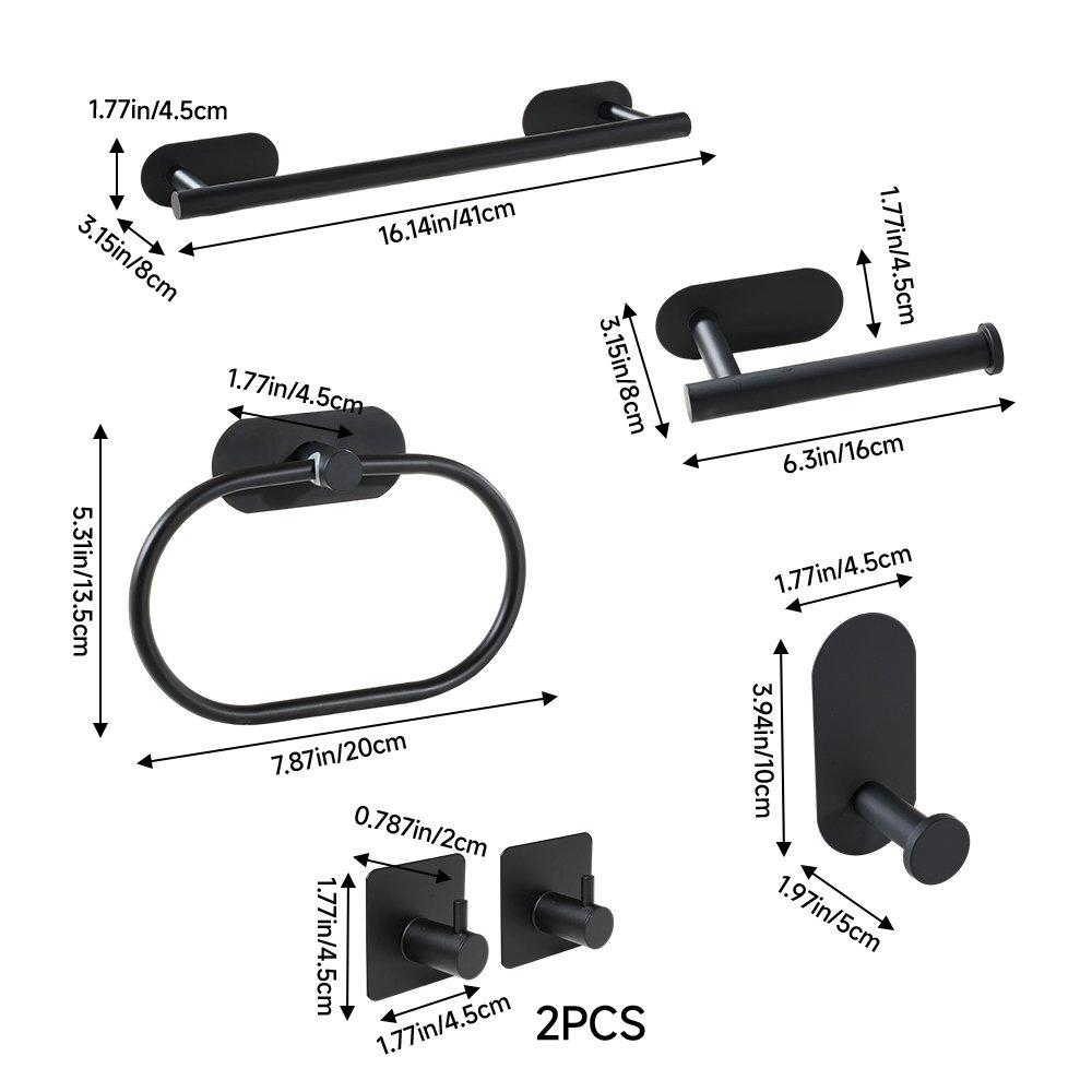 Black - LIFE IDEAS - 6-Piece Bathroom Hardware Set - 2