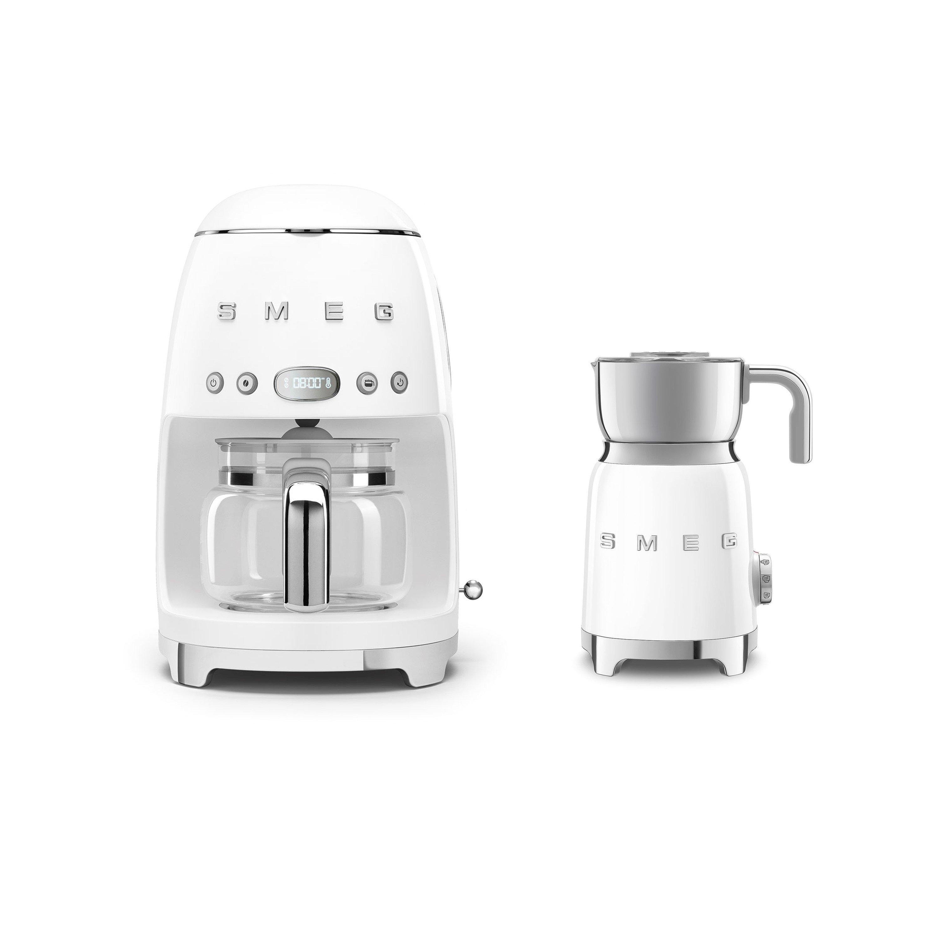 Smeg Unisex White 50'S Style Drip Filter Coffee Machine & Milk Frother In - Image 3