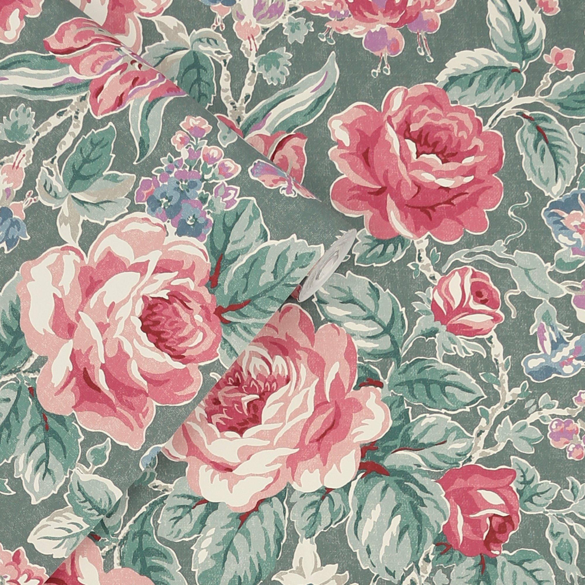 Fern Green - Laura Ashley - Wild Roses Fern Green Wallpaper - 4