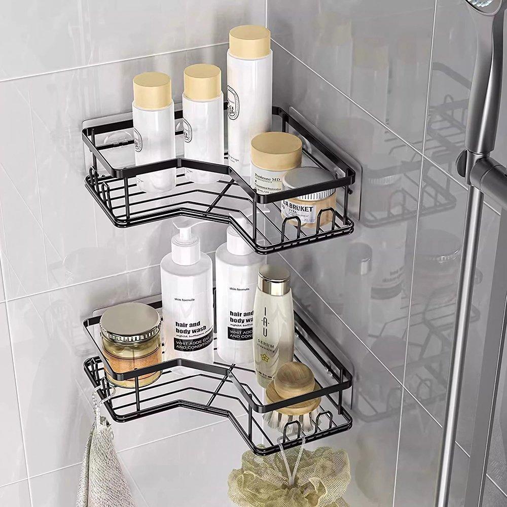 Black - LIFE IDEAS - 3-Piece Corner Shower Caddy Set - 8