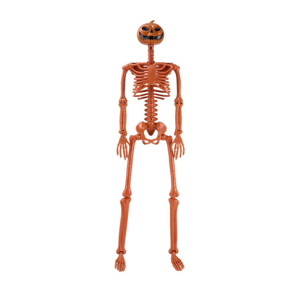 Orange - LIFE IDEAS - 93cm Posable Halloween Pumpkin Skeleton Decoration - 3