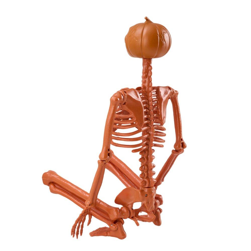 Orange - LIFE IDEAS - 93cm Posable Halloween Pumpkin Skeleton Decoration - 4