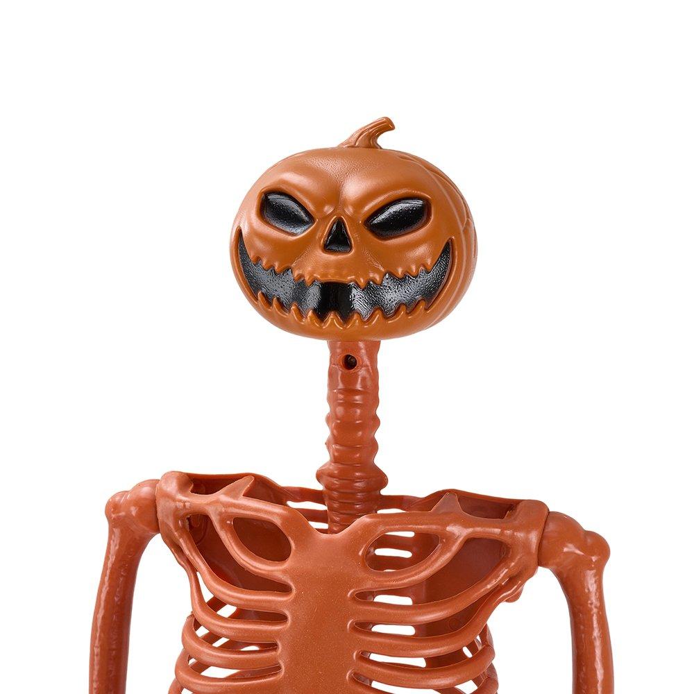 Orange - LIFE IDEAS - 93cm Posable Halloween Pumpkin Skeleton Decoration - 9