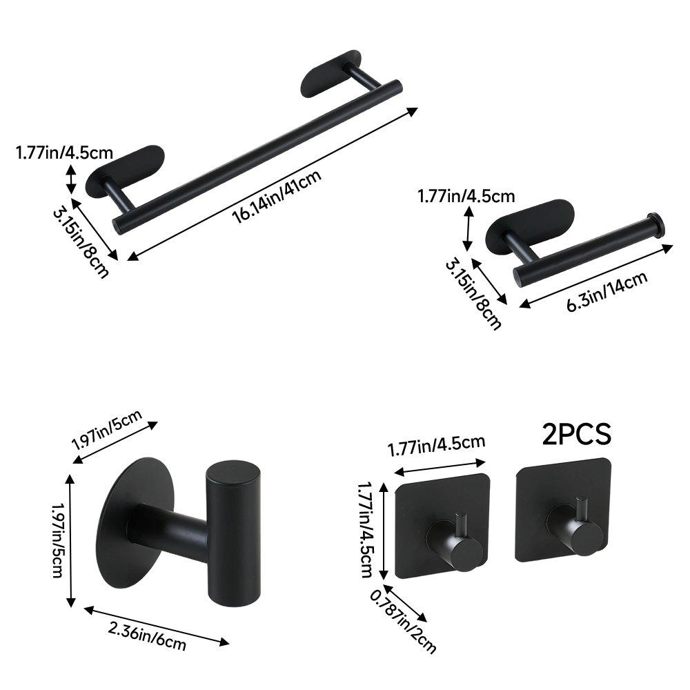 Black A - LIFE IDEAS - 5-Piece Bathroom Hardware Set - 2