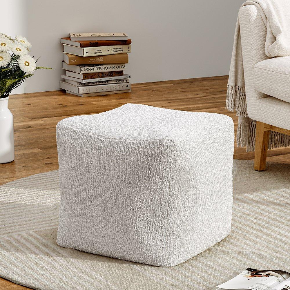 Kabinet Uk  Bean Bag Footstool Cube - White
