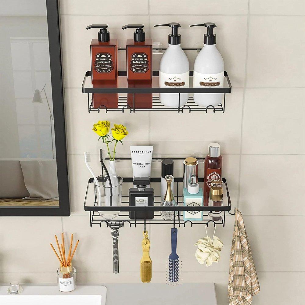 Black - LIFE IDEAS - 4-Piece No Drill Shower Caddy Set - 1