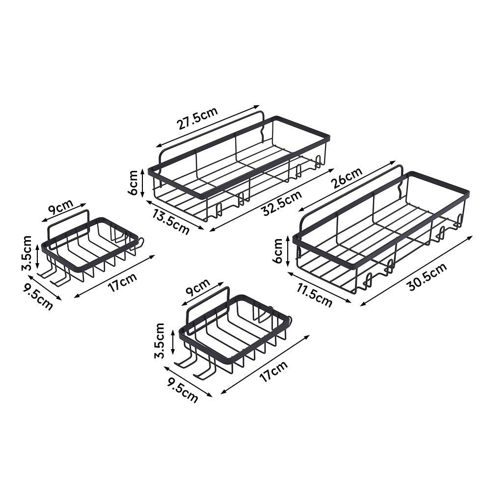 Black - LIFE IDEAS - 4-Piece No Drill Shower Caddy Set - 2
