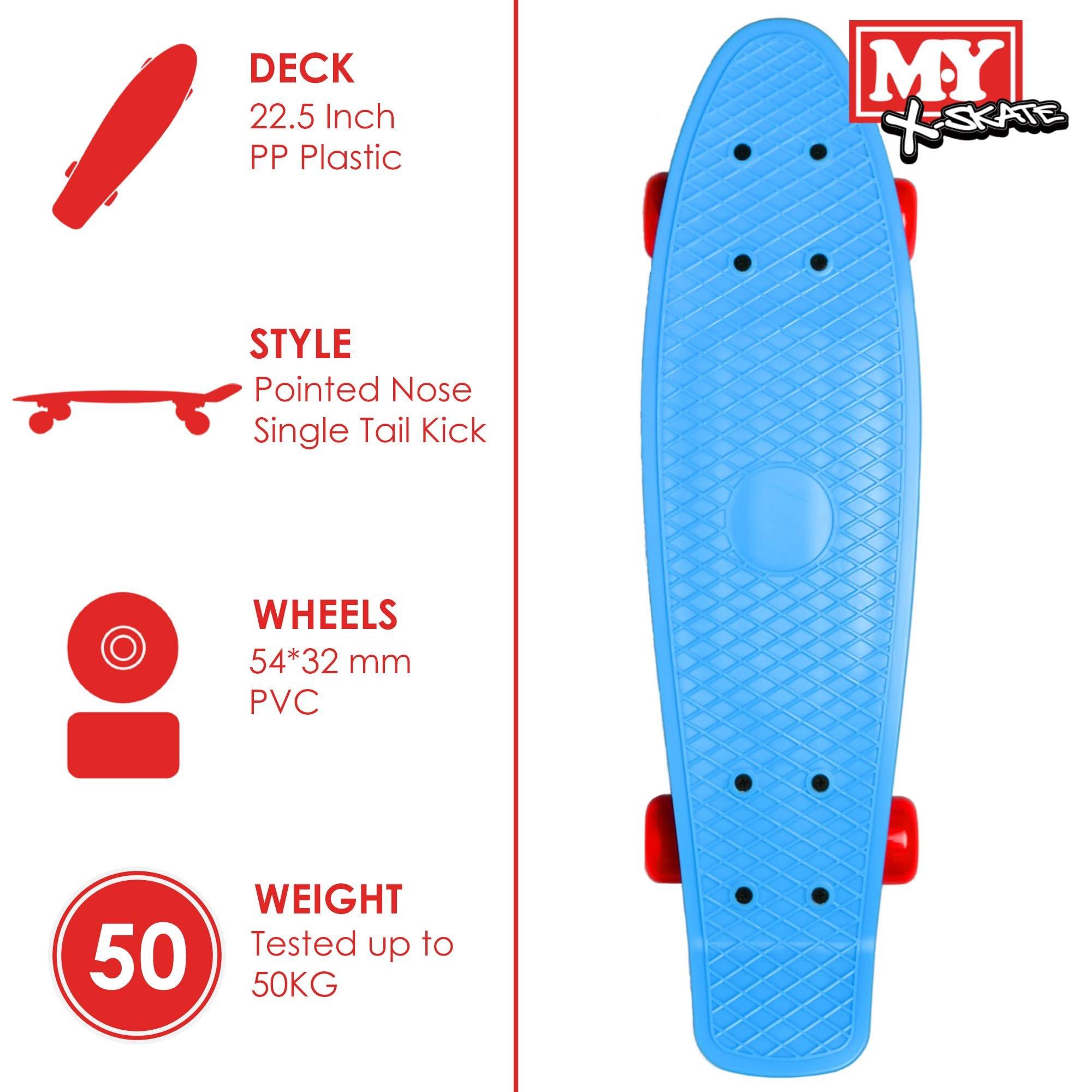 Multi Colour - M.Y - 22 Retro Cruiser Skateboard - Blue - 2