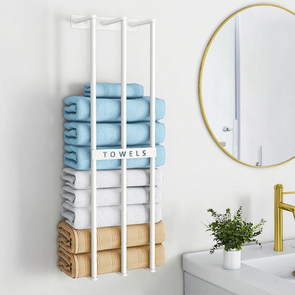 Silver - LIFE IDEAS - Bathroom Wall Mounted Towel Rack - 1