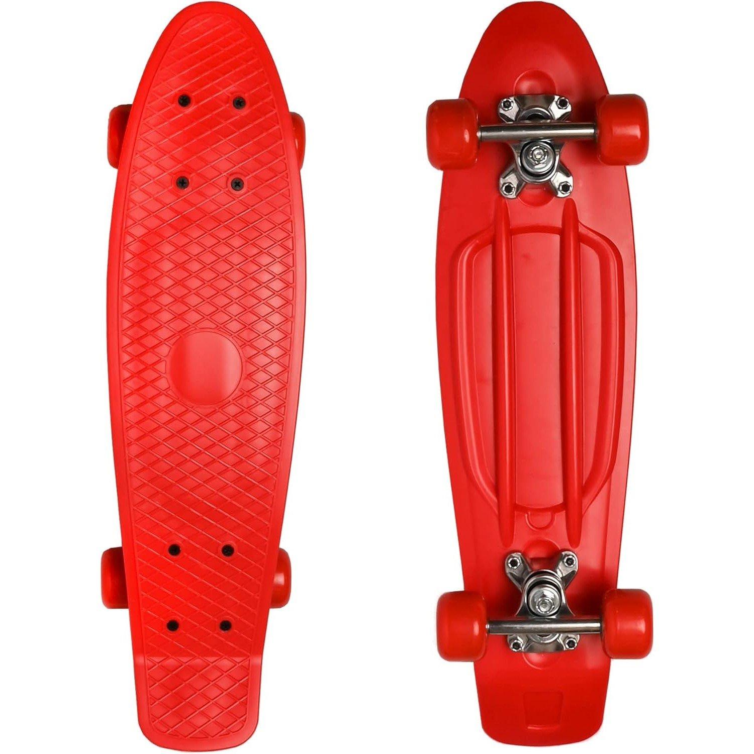 Multi Colour - M.Y - 22 Retro Cruiser Skateboard - Red - 1