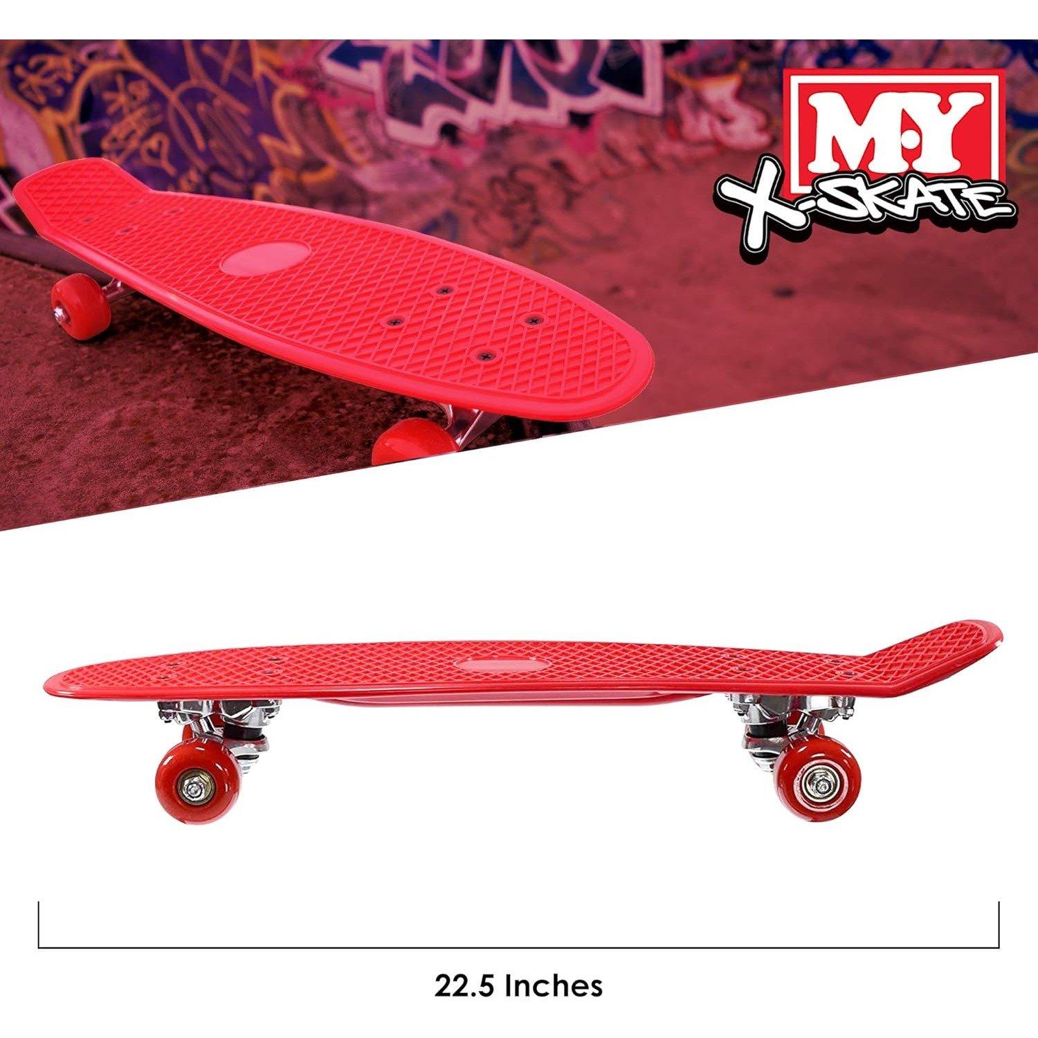 Multi Colour - M.Y - 22 Retro Cruiser Skateboard - Red - 5