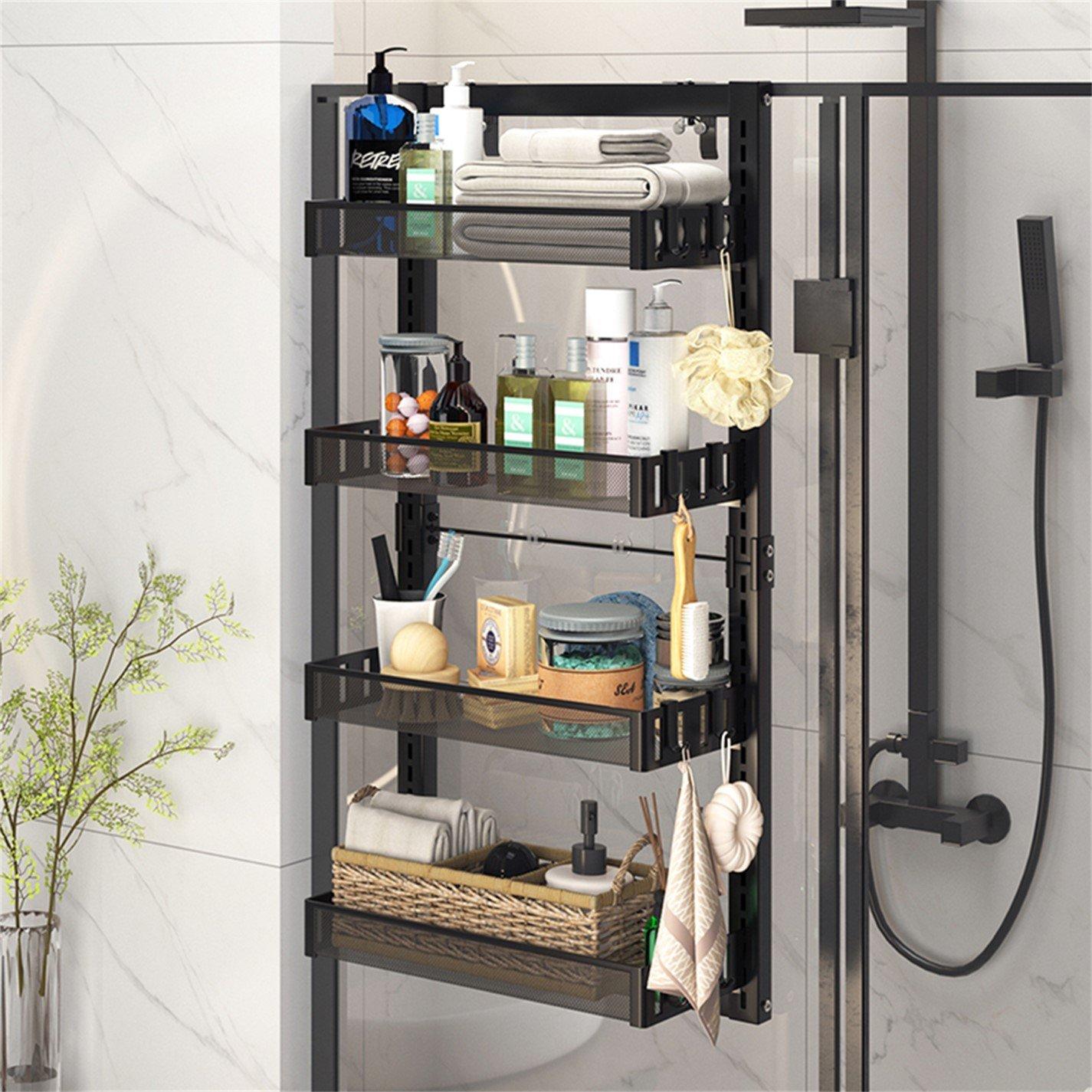 Black - LIFE IDEAS - 4 Tier Over-the-Door Adjustable Shower Caddy - 1