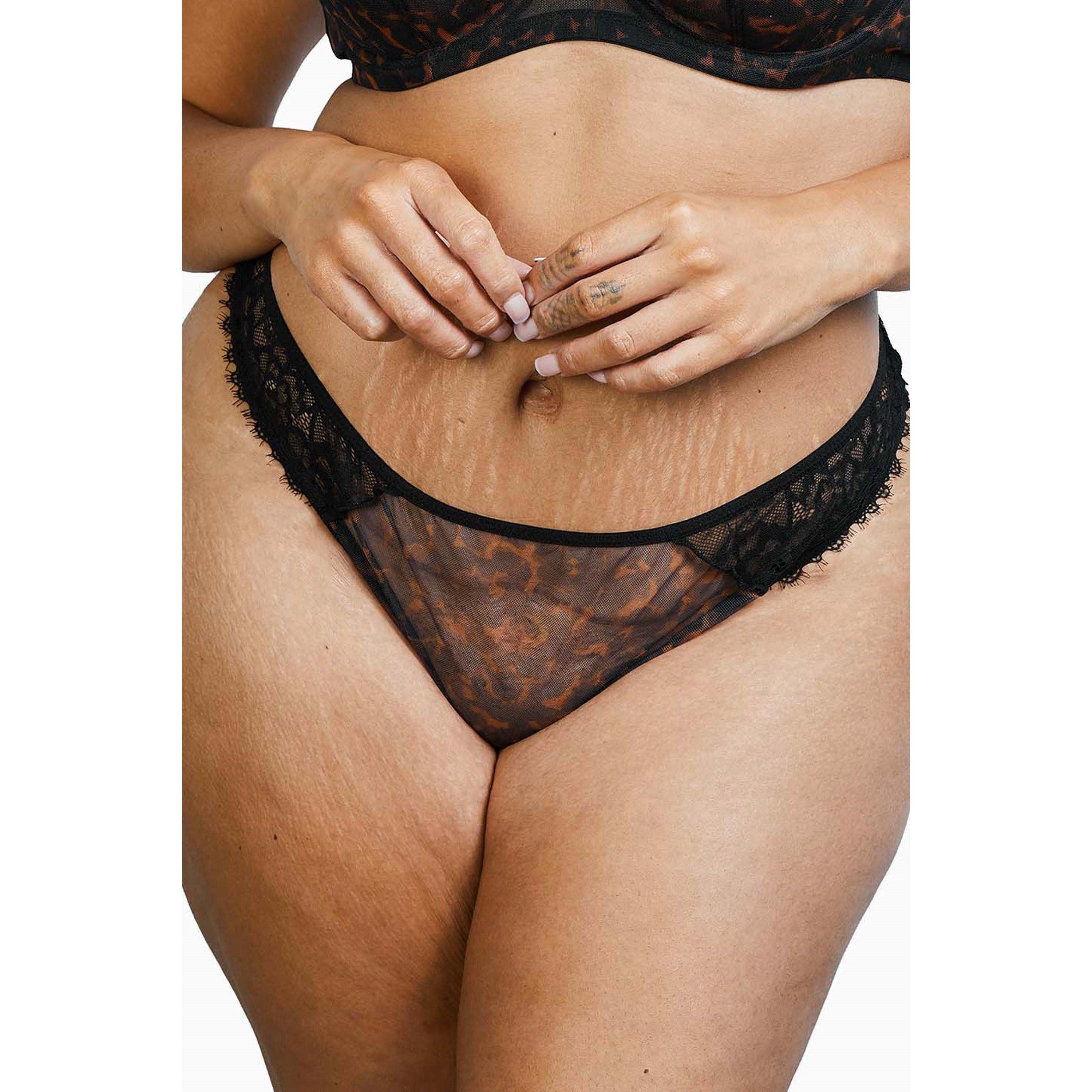Black - Playful Promises - Rosalyn Black Tortoise Shell Lace Brazilian Brief - 1