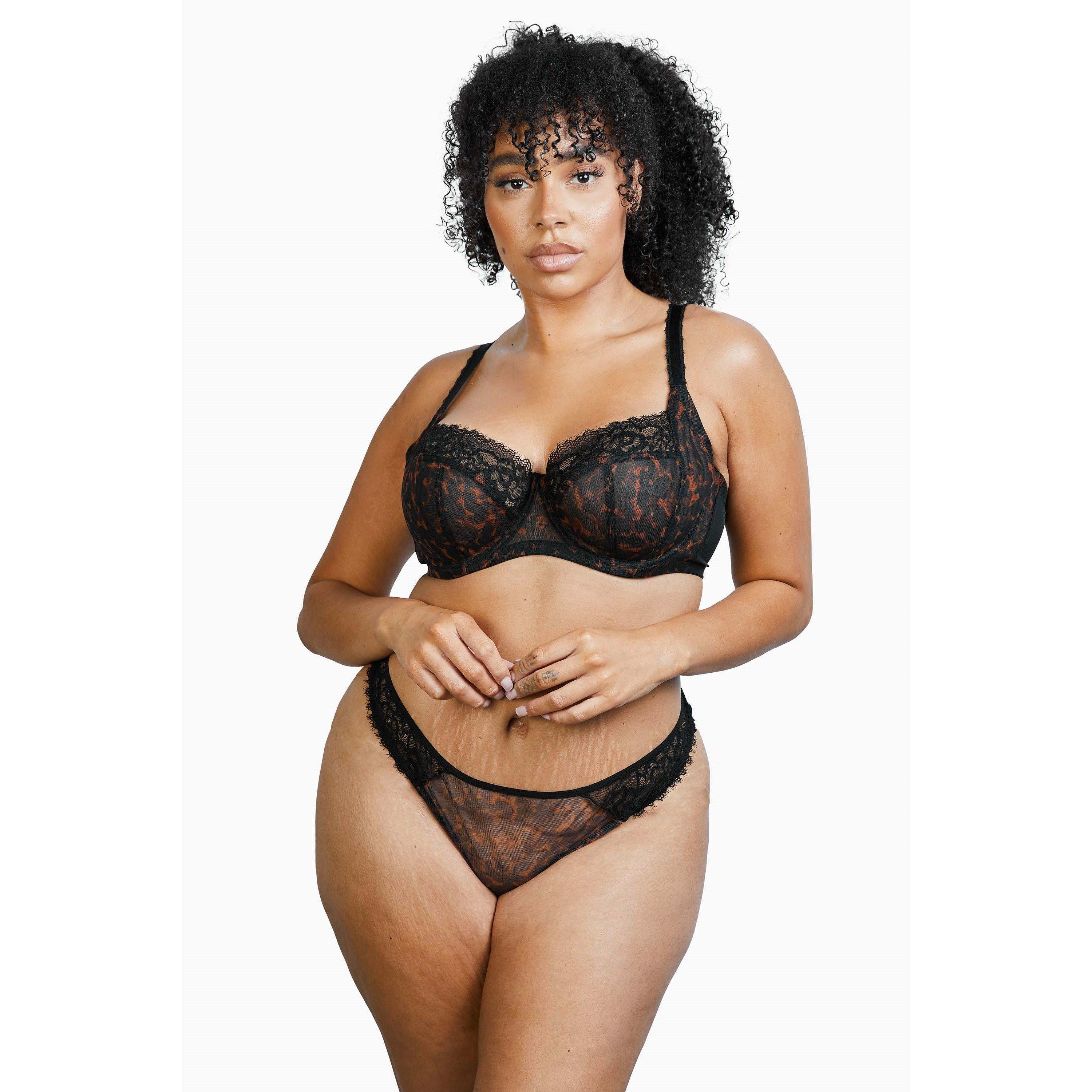 Black - Playful Promises - Rosalyn Black Tortoise Shell Lace Brazilian Brief - 3
