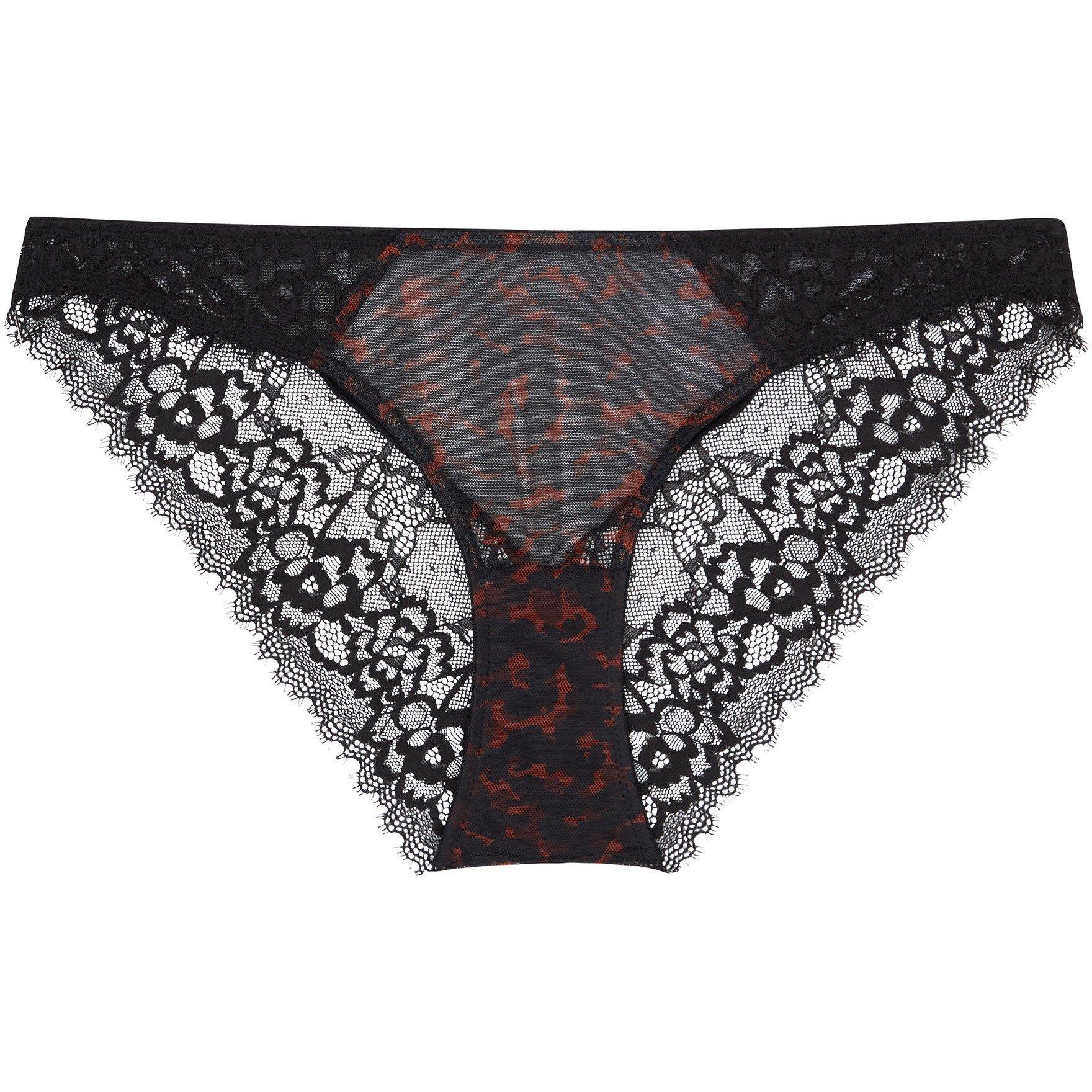 Black - Playful Promises - Rosalyn Black Tortoise Shell Lace Brazilian Brief - 5
