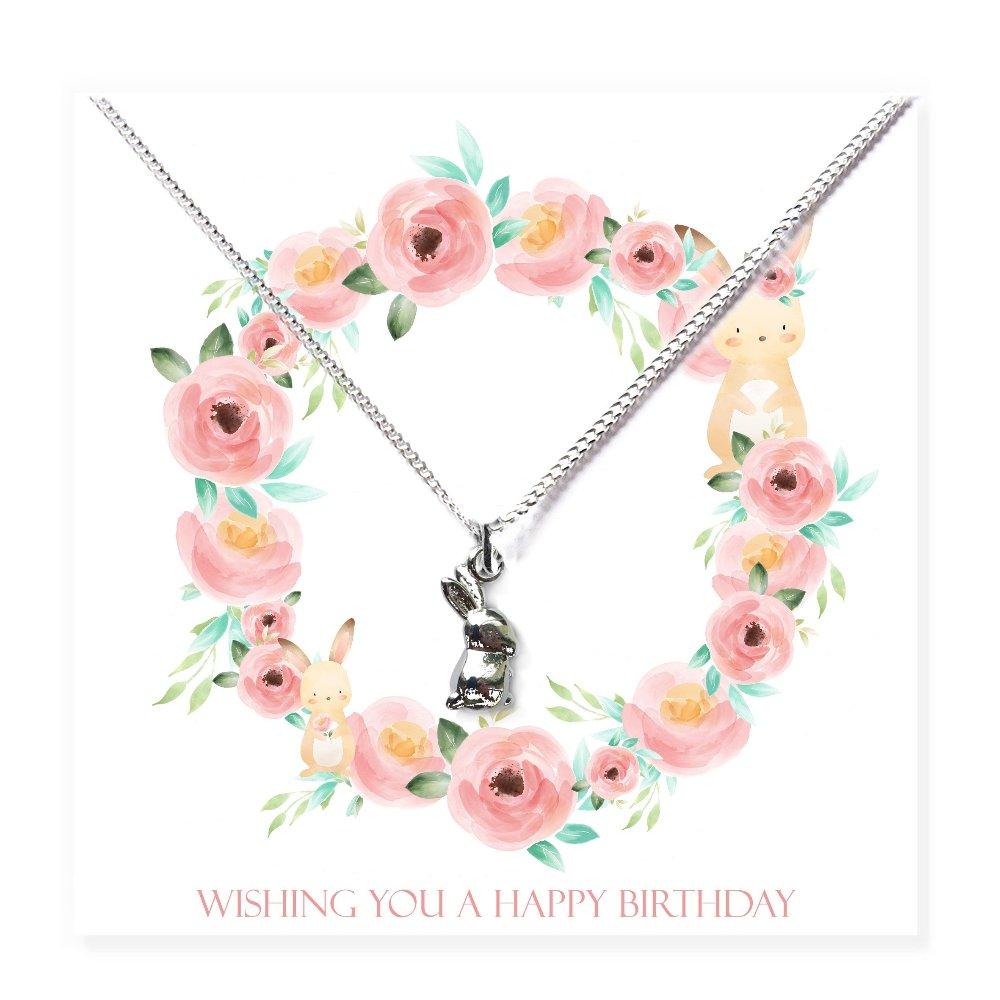 Silver - Aye Do Gifts - Happy Birthday Bunny Necklace & Gift Card - 2