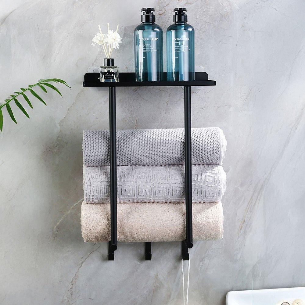 Black - LIFE IDEAS - Wall-Mounted Towel Rack - 1