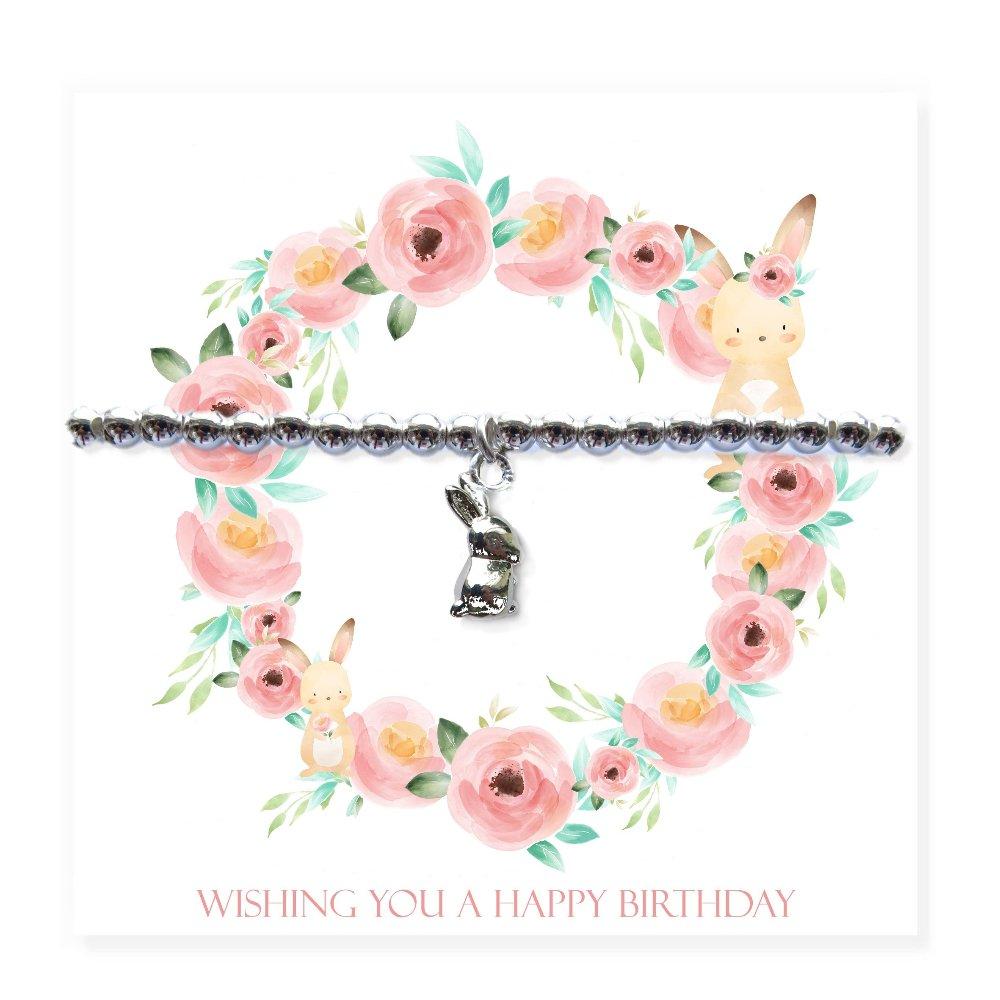 Silver - Aye Do Gifts - Happy Birthday Bunny Charm Bracelet & Gift Card - 1