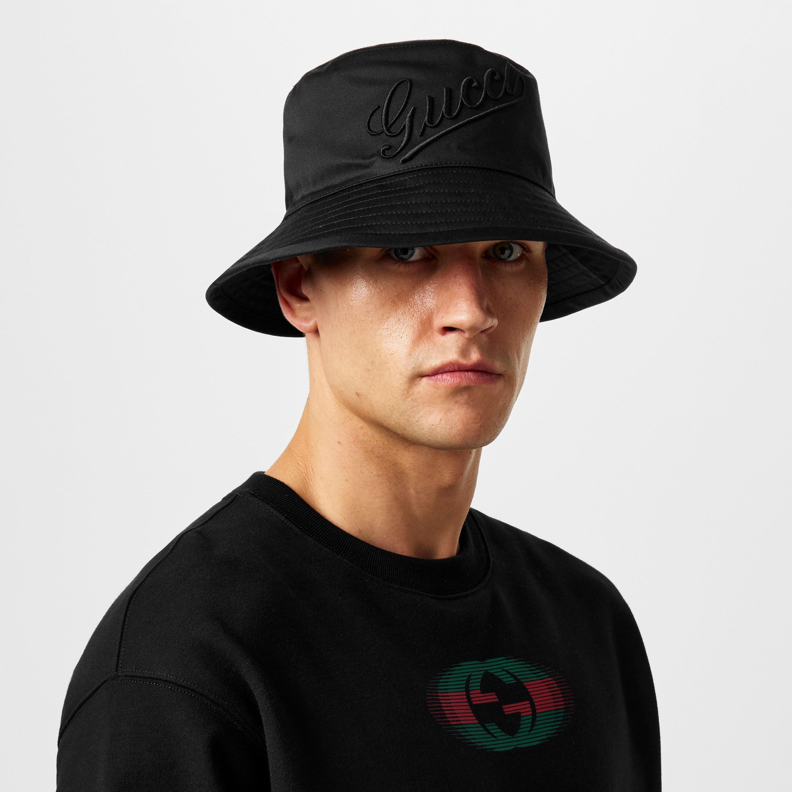 Black - Gucci - Embroidered Script Bucket Hat - 3