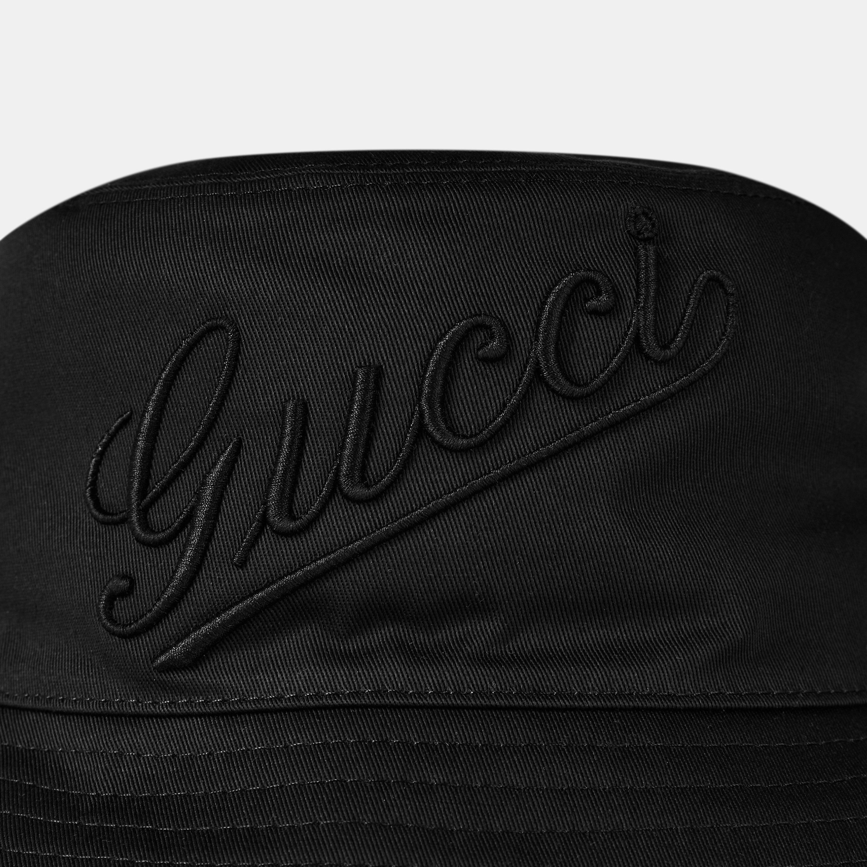 Black - Gucci - Embroidered Script Bucket Hat - 4