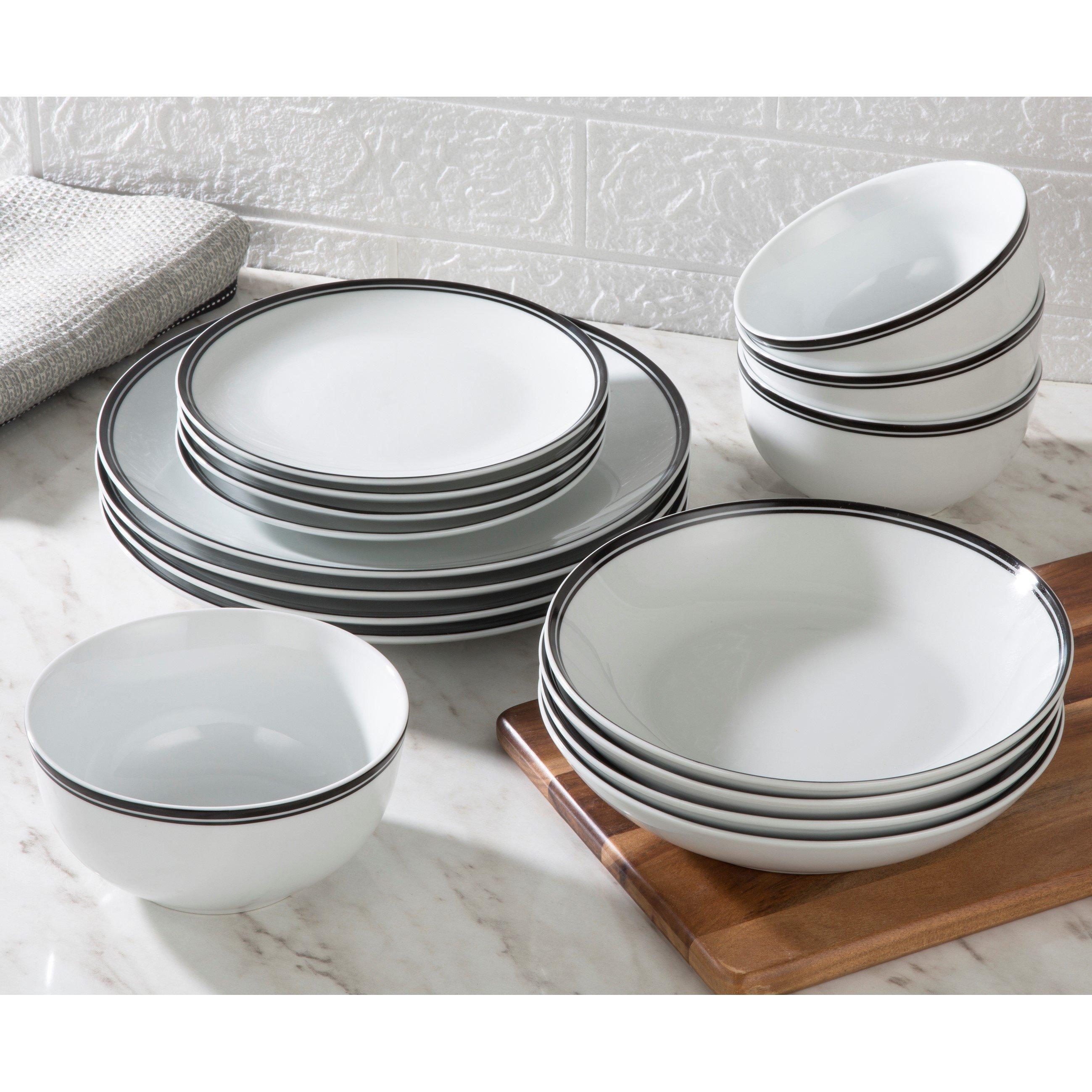 Multi - Waterside - 16pc St Ives Stripe Dinner Set  - Black - 2