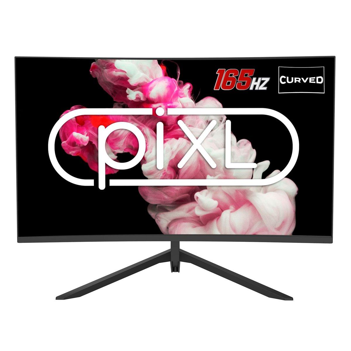 Black - piXL - piXL 27 Inch Full HD Frameless Curved Monitor - 1