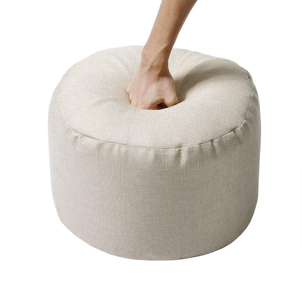 Beige - Kabinet UK - Round Bean Bag Footstool - 7