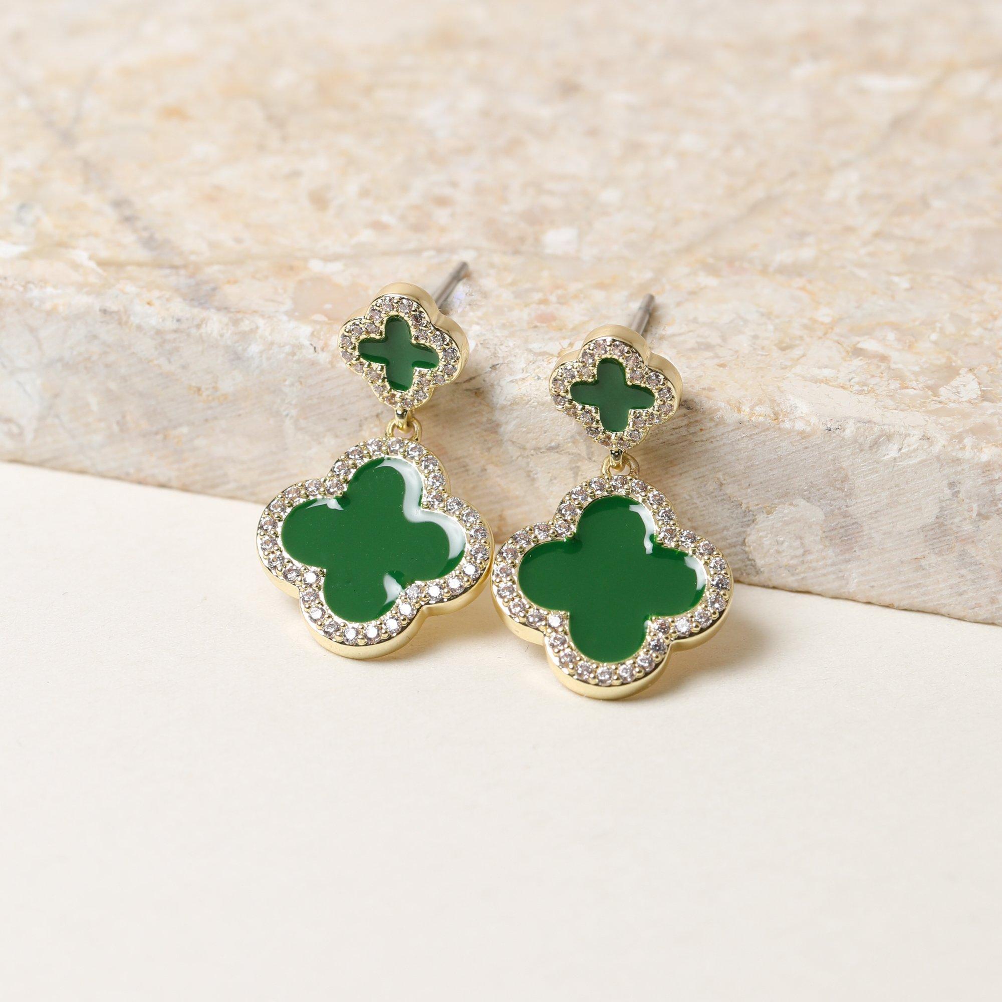 Gold - Jon Richard - Gold Plated and Emerald Clover Earrings - Gift Box - 4
